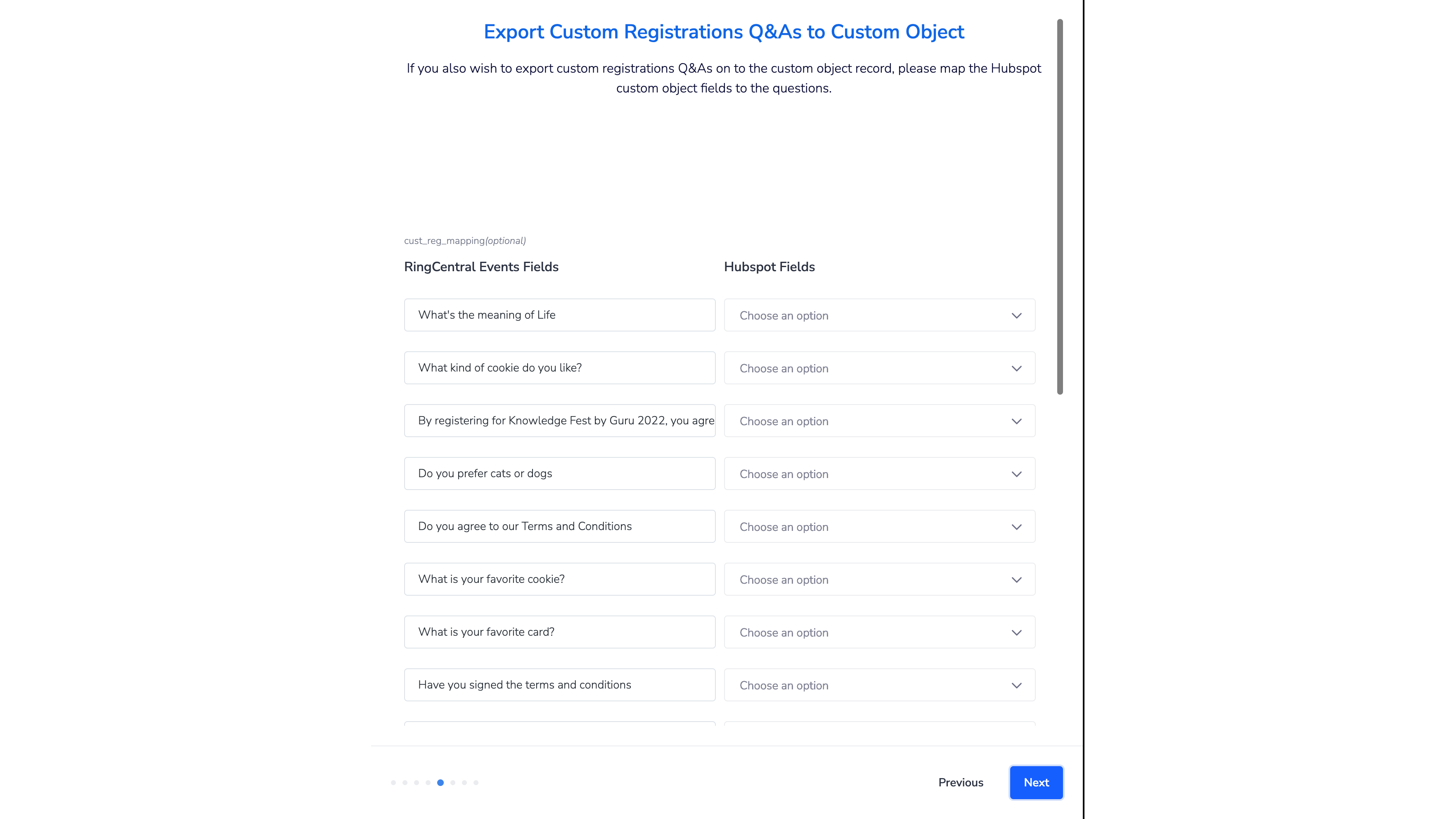 Registration Q&A Form Data Sync